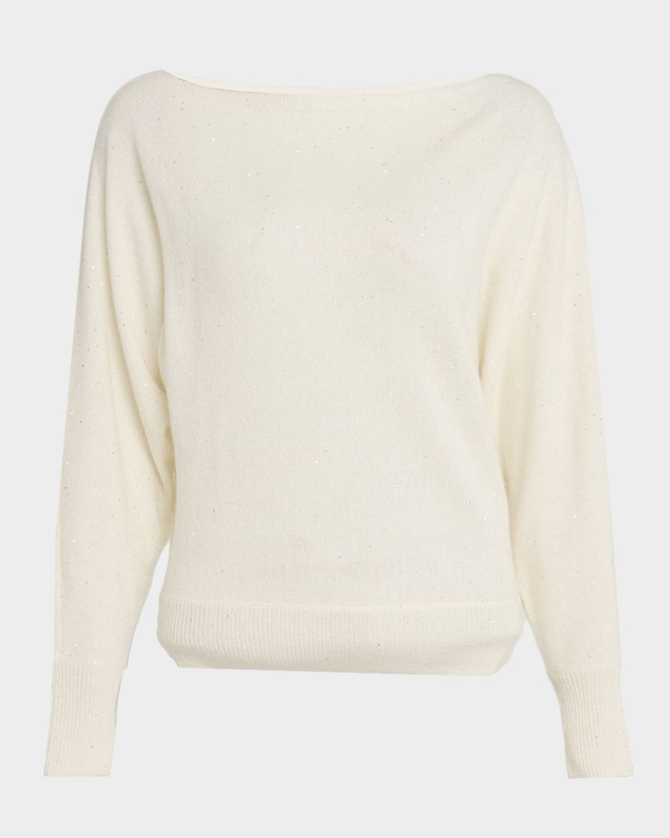 High-Neck Sequin Cashmere Sweat